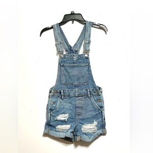 Y2K Women’s Refuge Distressed Denim Shorts  Overalls XS Jeans